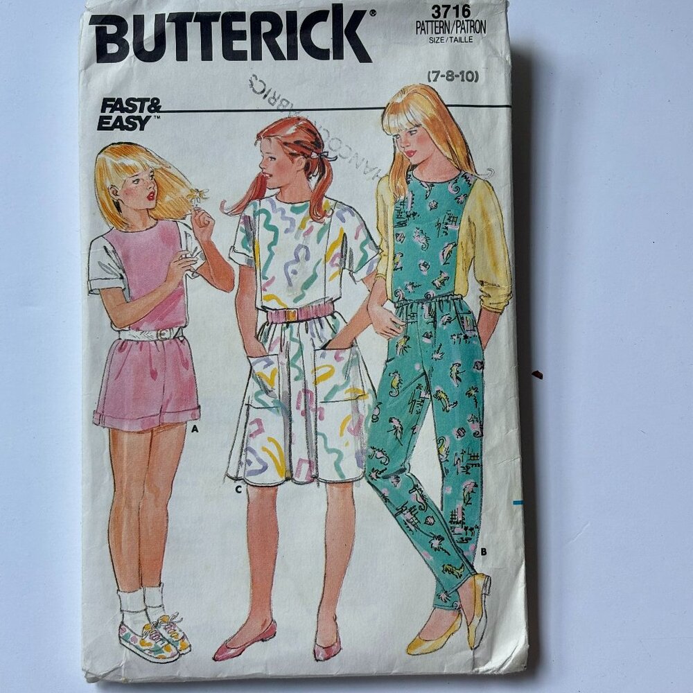Butterick Pattern 3716 Girls' Dress & Jumpsuit